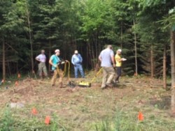 Non-invasive geophysical survey in the forest looking for mass burials in a forest in northeastern Lithuania.