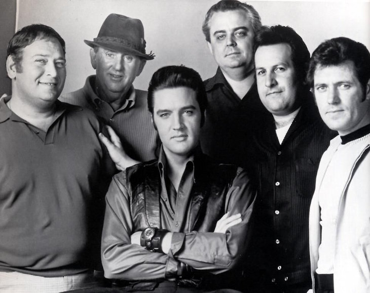 Elvis and the Memphis Mafia. Alan Fortas is on the far left.
