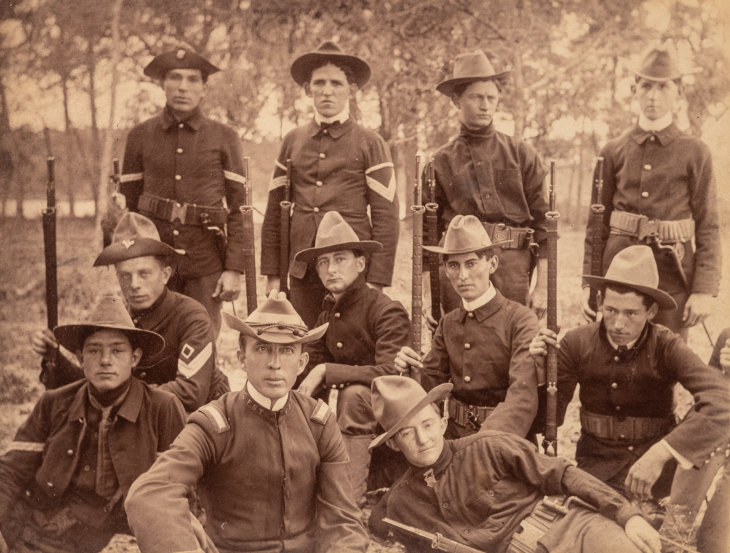 Sam Greenblatt (top, left) with his unit during the Spanish-American War, c.1899.